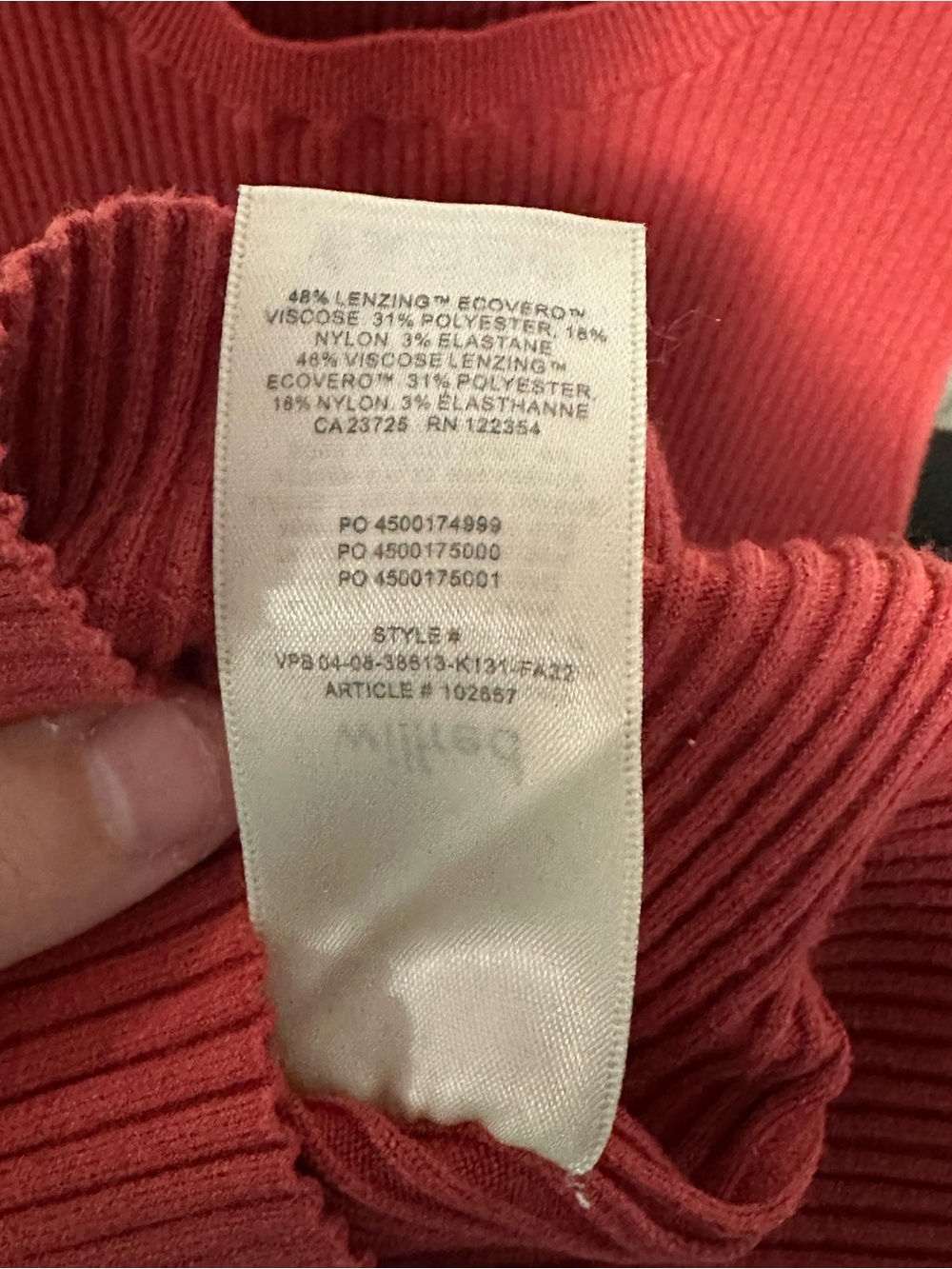 Wilfred Aritzia XL Red Ribbed Bodycon Midi Dress Sleeveless Stretch - Picture 5 of 5